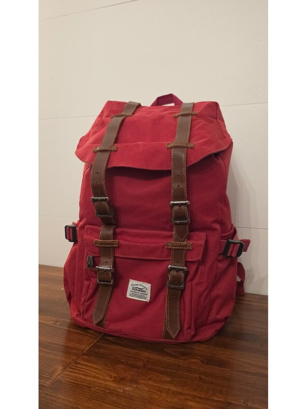 KAUKKO Vintage & Vogue Red Canvas Backpack Laptop Rucksack Travel School Bag,325